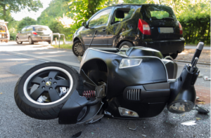 road accident with motor scooter